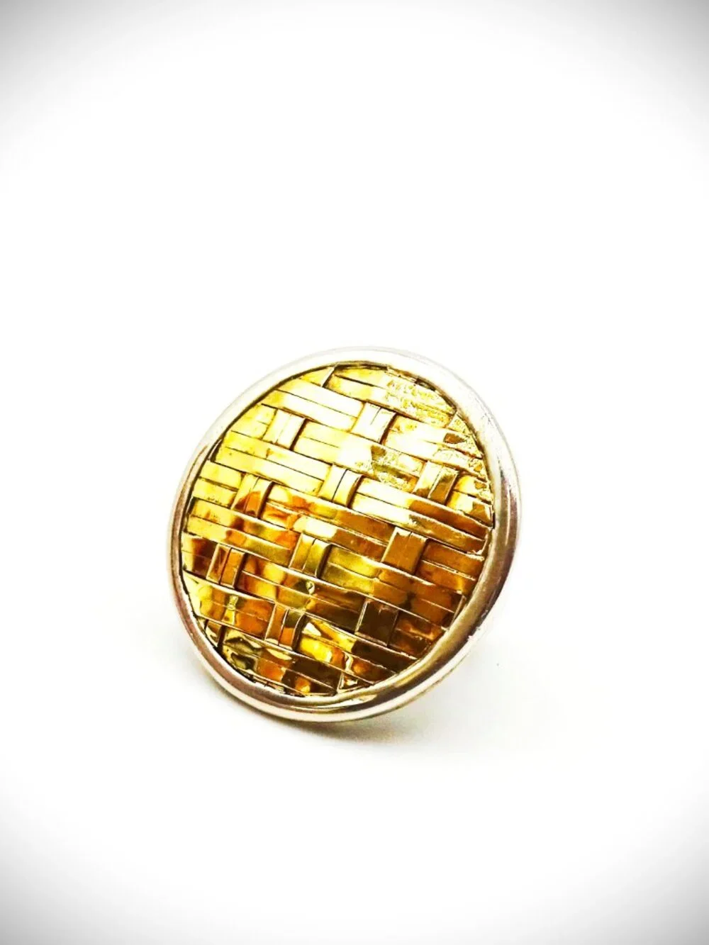 JOHN HARDY Bedeg Sterling Silver 22K Yellow Gold Huge Ring Size 7.25